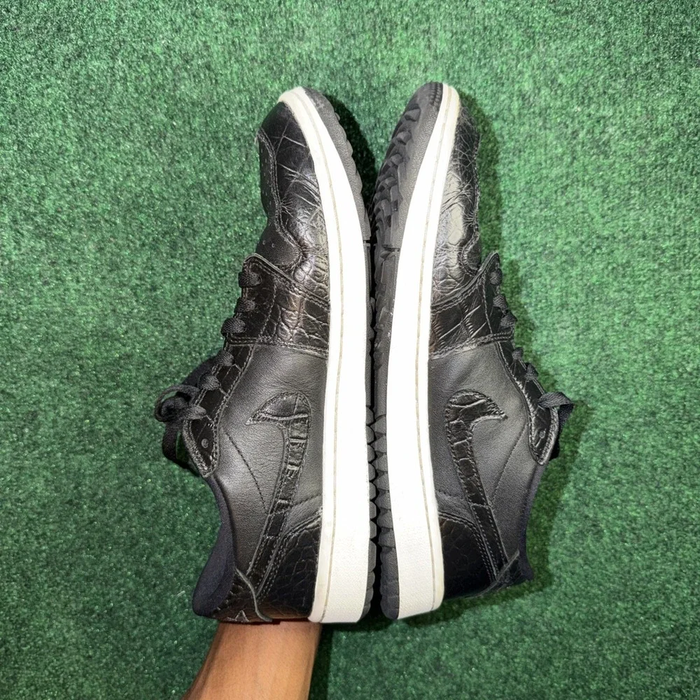 Nike Air Jordan Retro 1 Low G Golf Black Croc Skin Mens Size 10